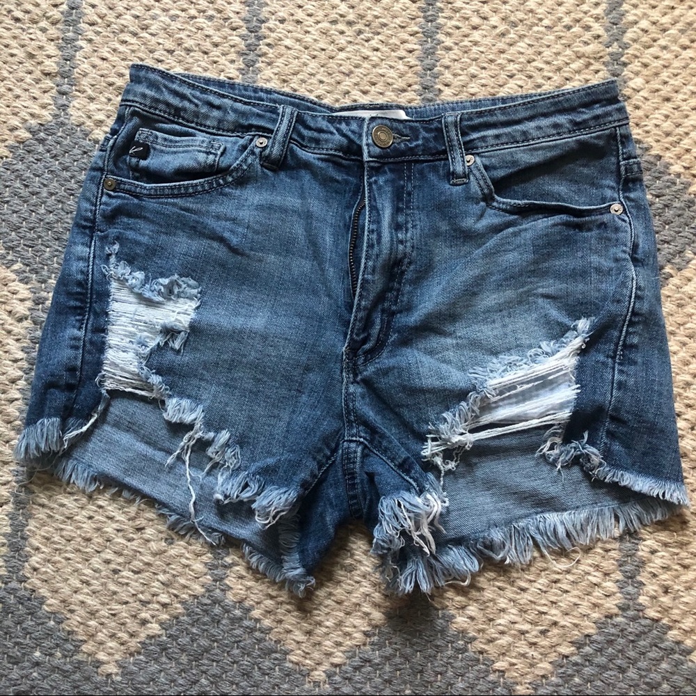 Distressed jean shorts, worn once